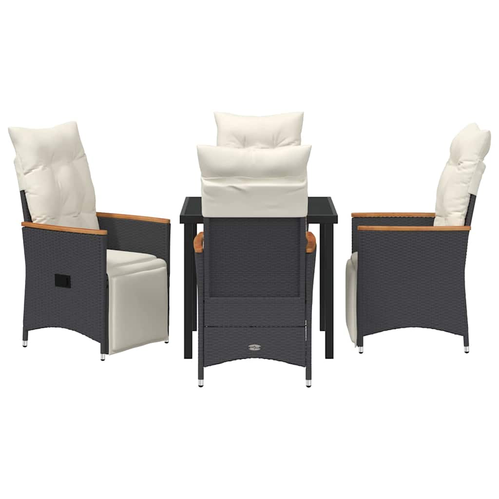 Σέτ φαγητού για κήπο με μαξιλάρι 5 pcs Μαύρο συνθετικό ρατάν - Pakobazaar