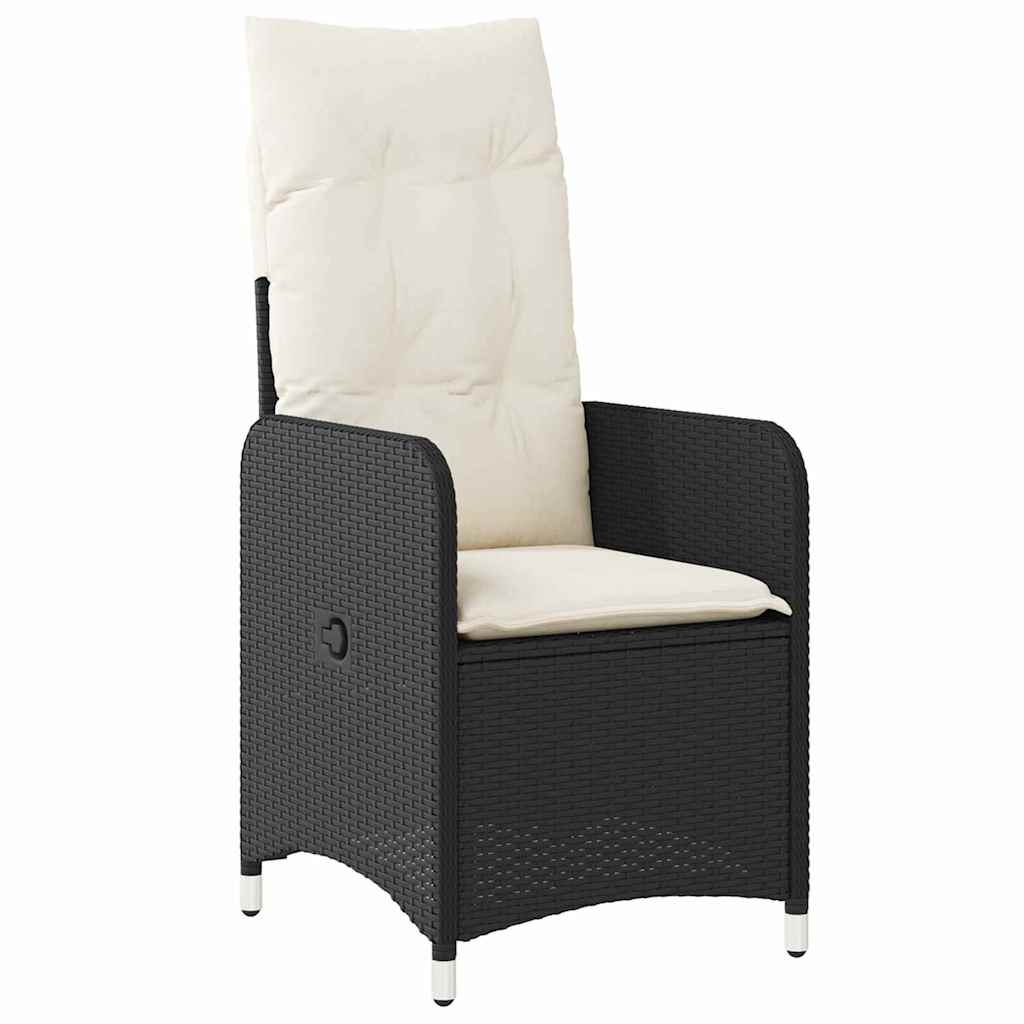 Σέτ φαγητού για κήπο με μαξιλάρι 9 pcs Μαύρο συνθετικό ρατάν - Pakobazaar