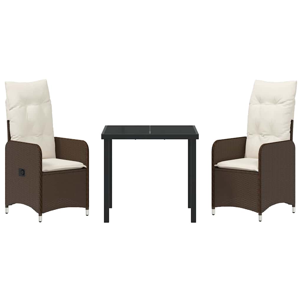 Σέτ φαγητού για κήπο με μαξιλάρι 3 pcs Καφέ συνθετικό ρατάν - Pakobazaar