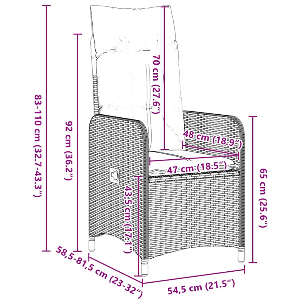 Σέτ φαγητού για κήπο με μαξιλάρι 5 pcs Μαύρο συνθετικό ρατάν - Pakobazaar