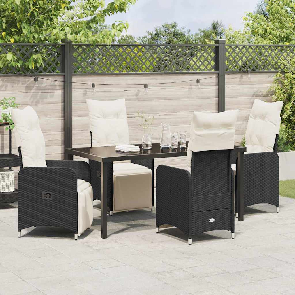 Σέτ φαγητού για κήπο με μαξιλάρι 5 pcs Μαύρο συνθετικό ρατάν - Pakobazaar