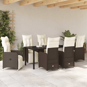 Σέτ φαγητού για κήπο με μαξιλάρι 7 pcs Καφέ συνθετικό ρατάν - Pakobazaar