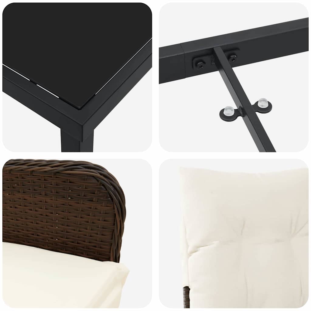 Σέτ φαγητού για κήπο με μαξιλάρι 9 pcs Καφέ συνθετικό ρατάν - Pakobazaar