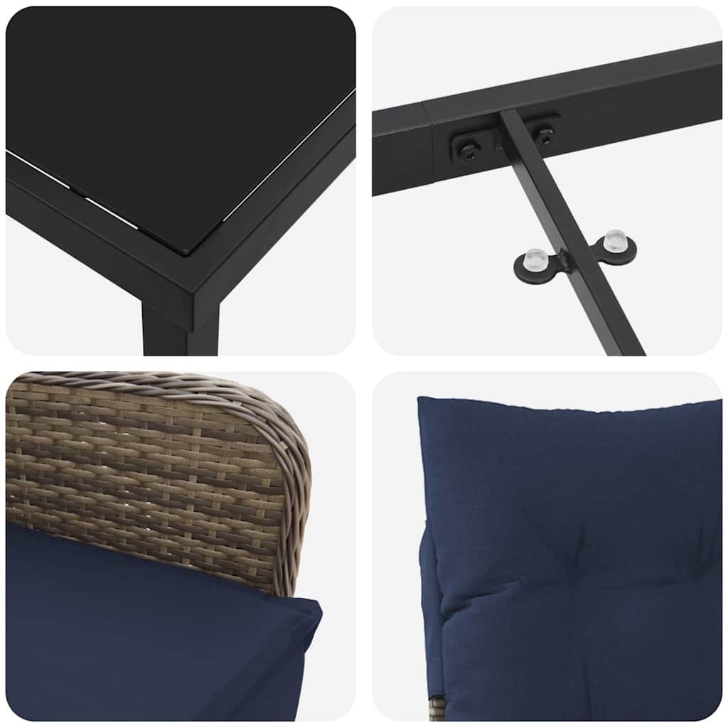 Σετ τραπεζιού και καρέκλας με μαξιλάρι 3 pcs Γκρι Ράτα PE - Pakobazaar