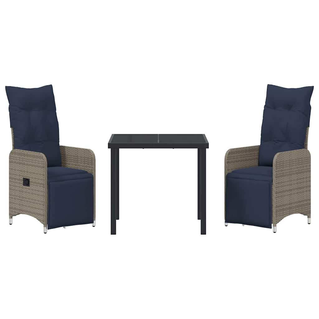 Σετ τραπεζιού και καρέκλας με μαξιλάρι 3 pcs Γκρι Ράτα PE - Pakobazaar