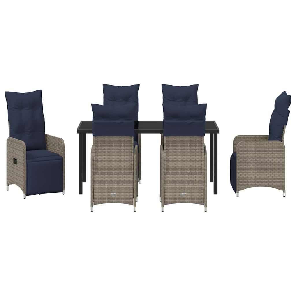 Σετ τραπεζιού και καρέκλας με μαξιλάρι 7 pcs Γκρι Ράτα PE - Pakobazaar