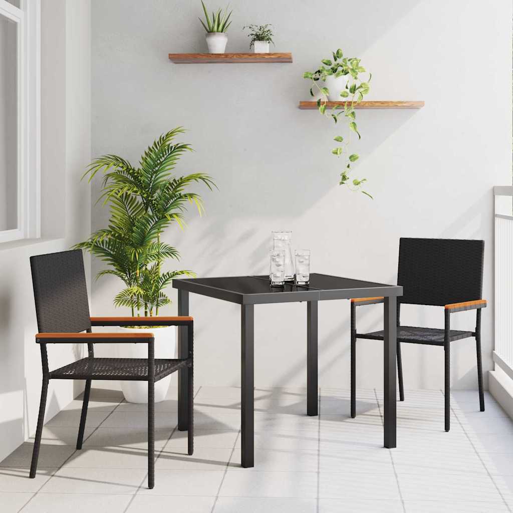 Σέτ φαγητού για κήπο με μαξιλάρι 3 pcs Μαύρο συνθετικό ρατάν - Pakobazaar