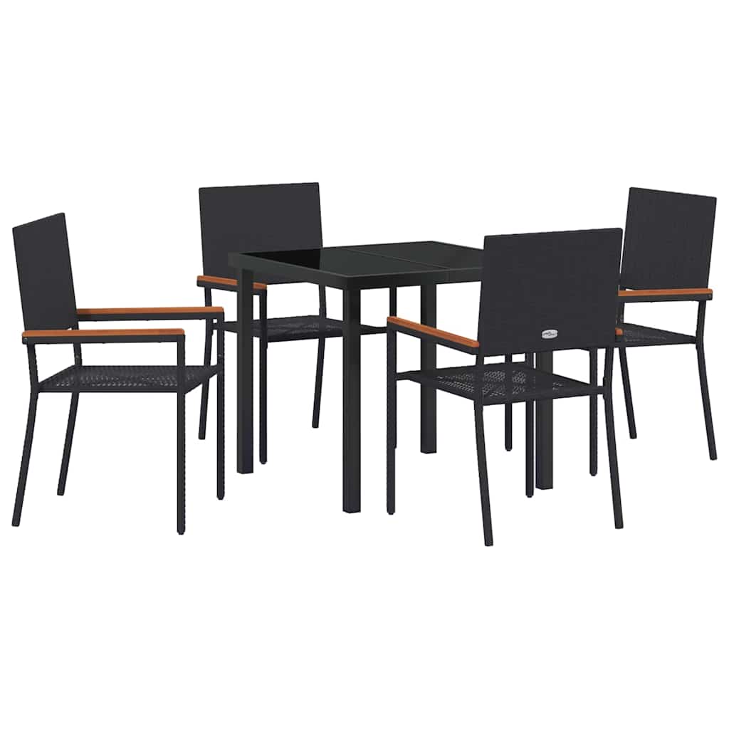 Σέτ φαγητού για κήπο με μαξιλάρι 5 pcs Μαύρο συνθετικό ρατάν - Pakobazaar