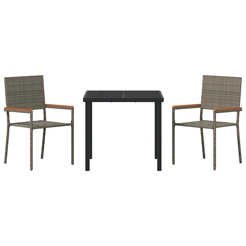 Σέτ φαγητού για κήπο με μαξιλάρι 3 pcs Γκρι συνθετικό ρατάν - Pakobazaar