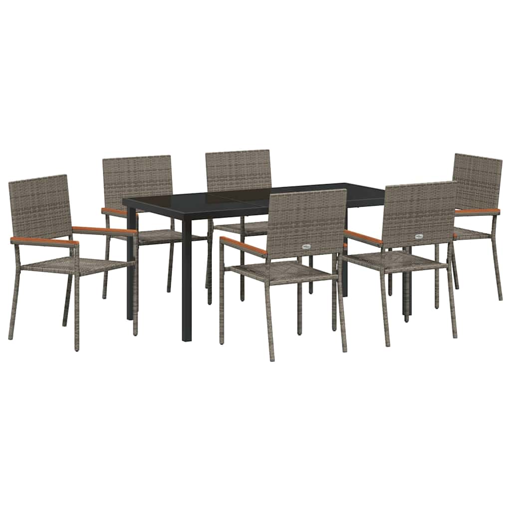 Σέτ φαγητού για κήπο με μαξιλάρι 7 pcs Γκρι συνθετικό ρατάν - Pakobazaar