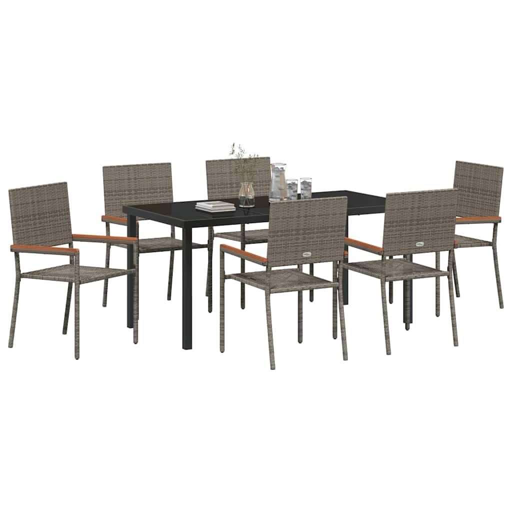Σέτ φαγητού για κήπο με μαξιλάρι 7 pcs Γκρι συνθετικό ρατάν - Pakobazaar
