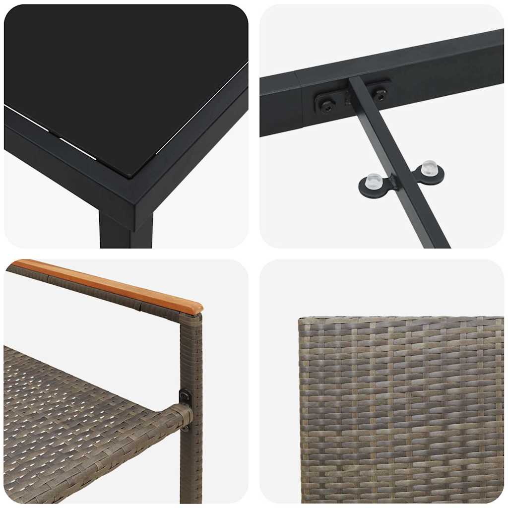 Σέτ φαγητού για κήπο με μαξιλάρι 7 pcs Γκρι συνθετικό ρατάν - Pakobazaar