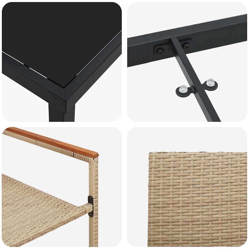 Σέτ φαγητού για κήπο με μαξιλάρι 5 pcs Μπεζ συνθετικό ρατάν - Pakobazaar