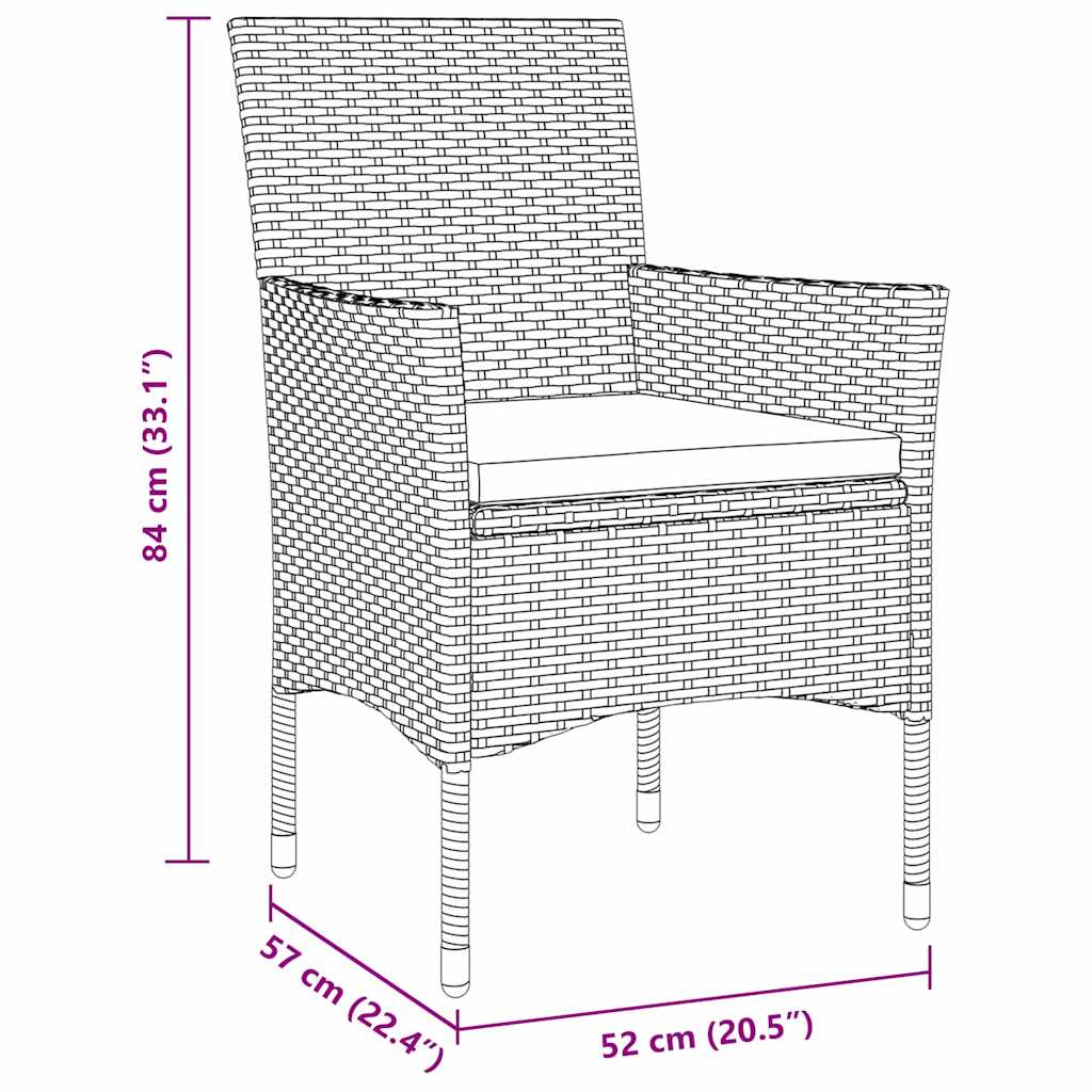 Σέτ φαγητού για κήπο με μαξιλάρι 5 pcs Μαύρο συνθετικό ρατάν - Pakobazaar