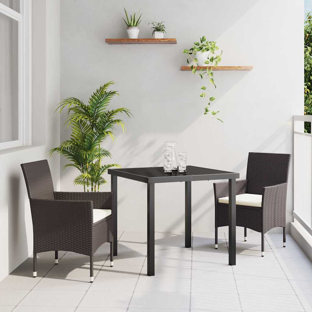 Σέτ φαγητού για κήπο με μαξιλάρι 3 pcs Καφέ συνθετικό ρατάν - Pakobazaar