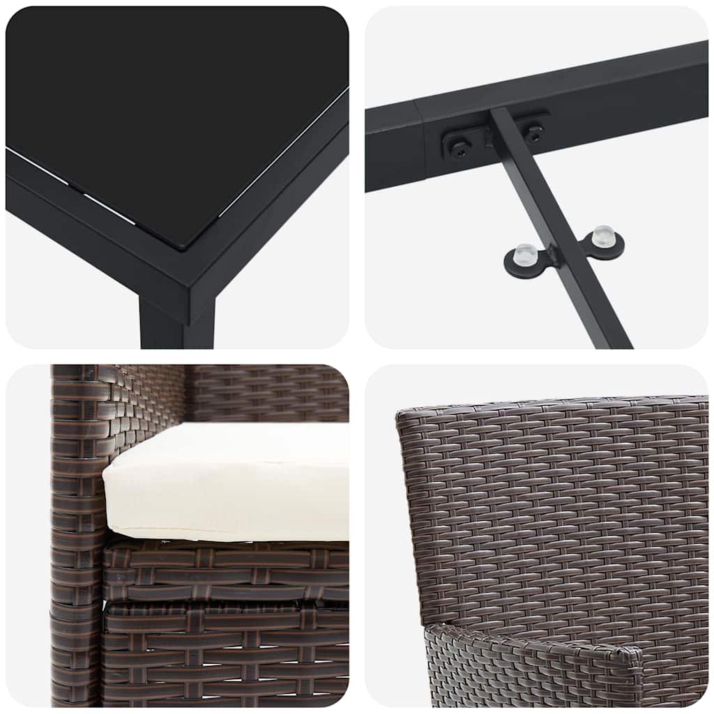 Σέτ φαγητού για κήπο με μαξιλάρι 5 pcs Καφέ συνθετικό ρατάν - Pakobazaar