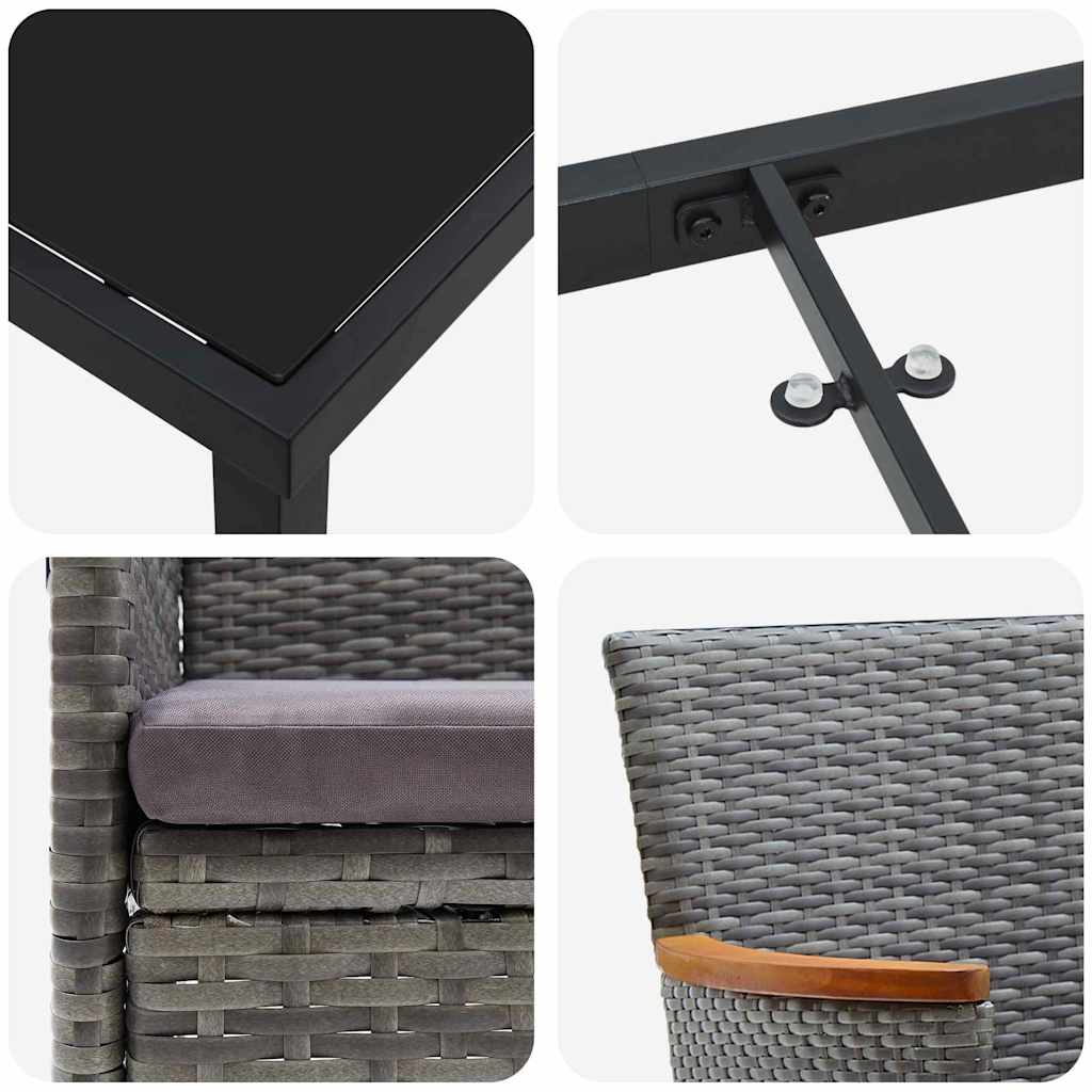 Σέτ φαγητού για κήπο με μαξιλάρι 5 pcs Γκρι συνθετικό ρατάν - Pakobazaar