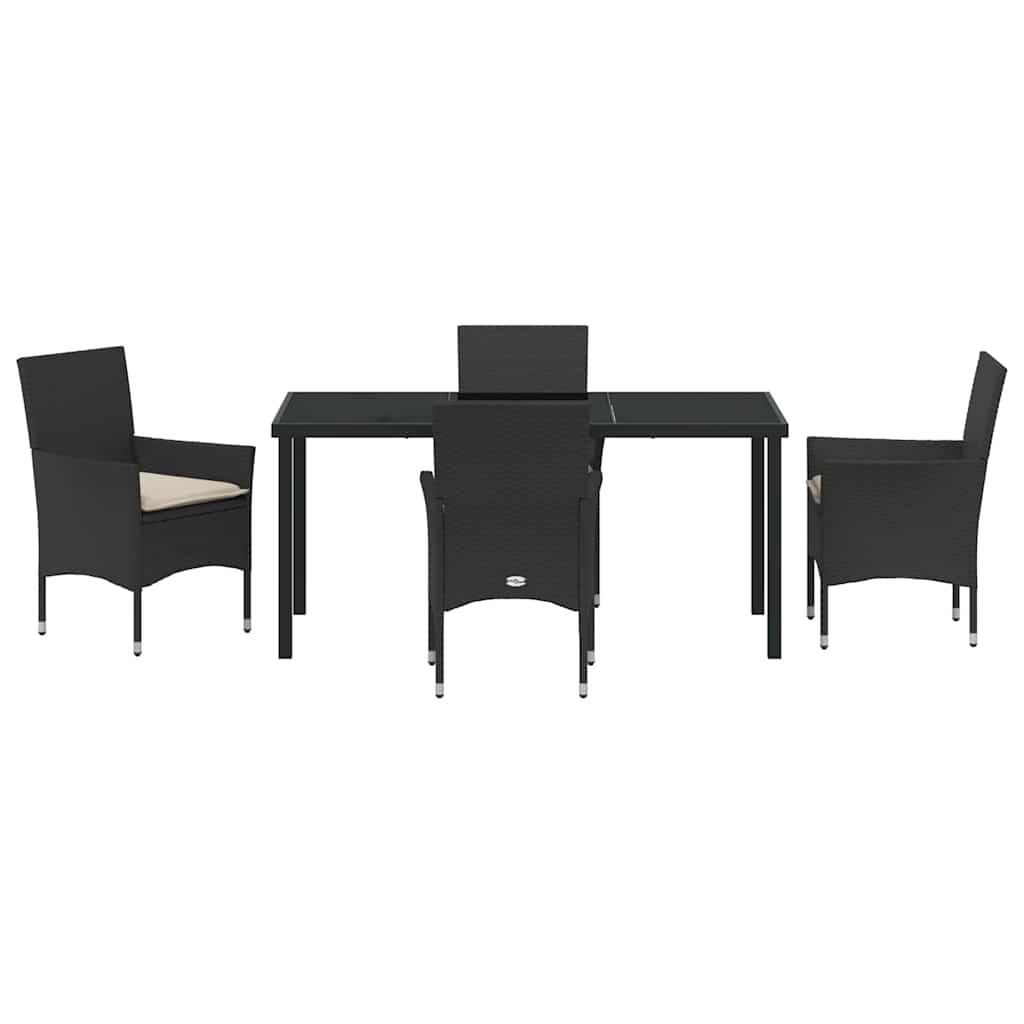 Σέτ φαγητού για κήπο με μαξιλάρι 5 pcs Μαύρο συνθετικό ρατάν - Pakobazaar
