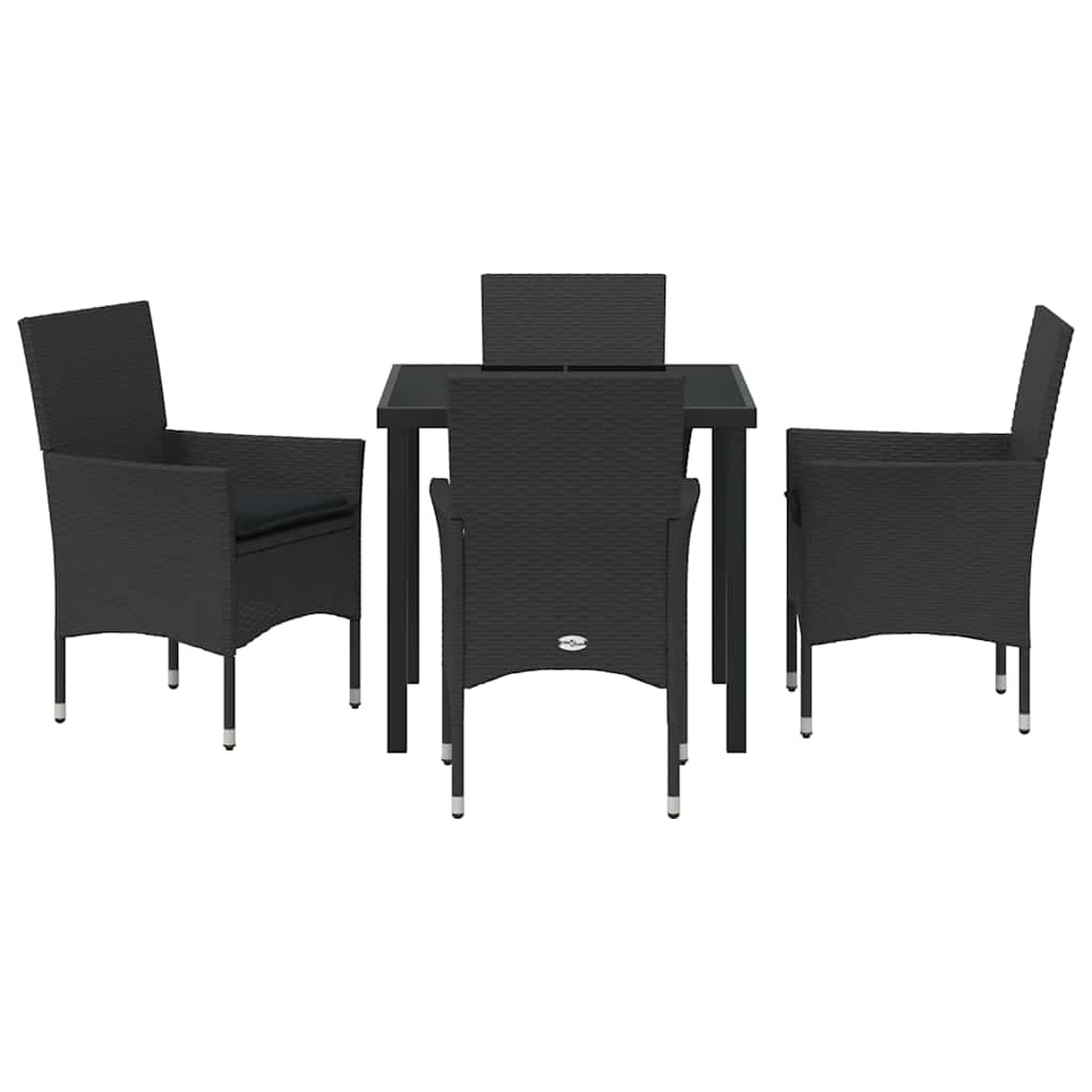 Σέτ φαγητού για κήπο με μαξιλάρι 5 pcs Μαύρο συνθετικό ρατάν - Pakobazaar