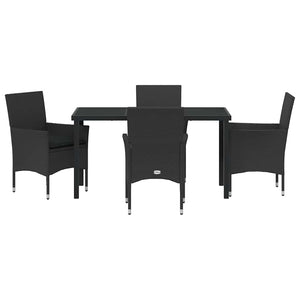 Σέτ φαγητού για κήπο με μαξιλάρι 5 pcs Μαύρο συνθετικό ρατάν - Pakobazaar
