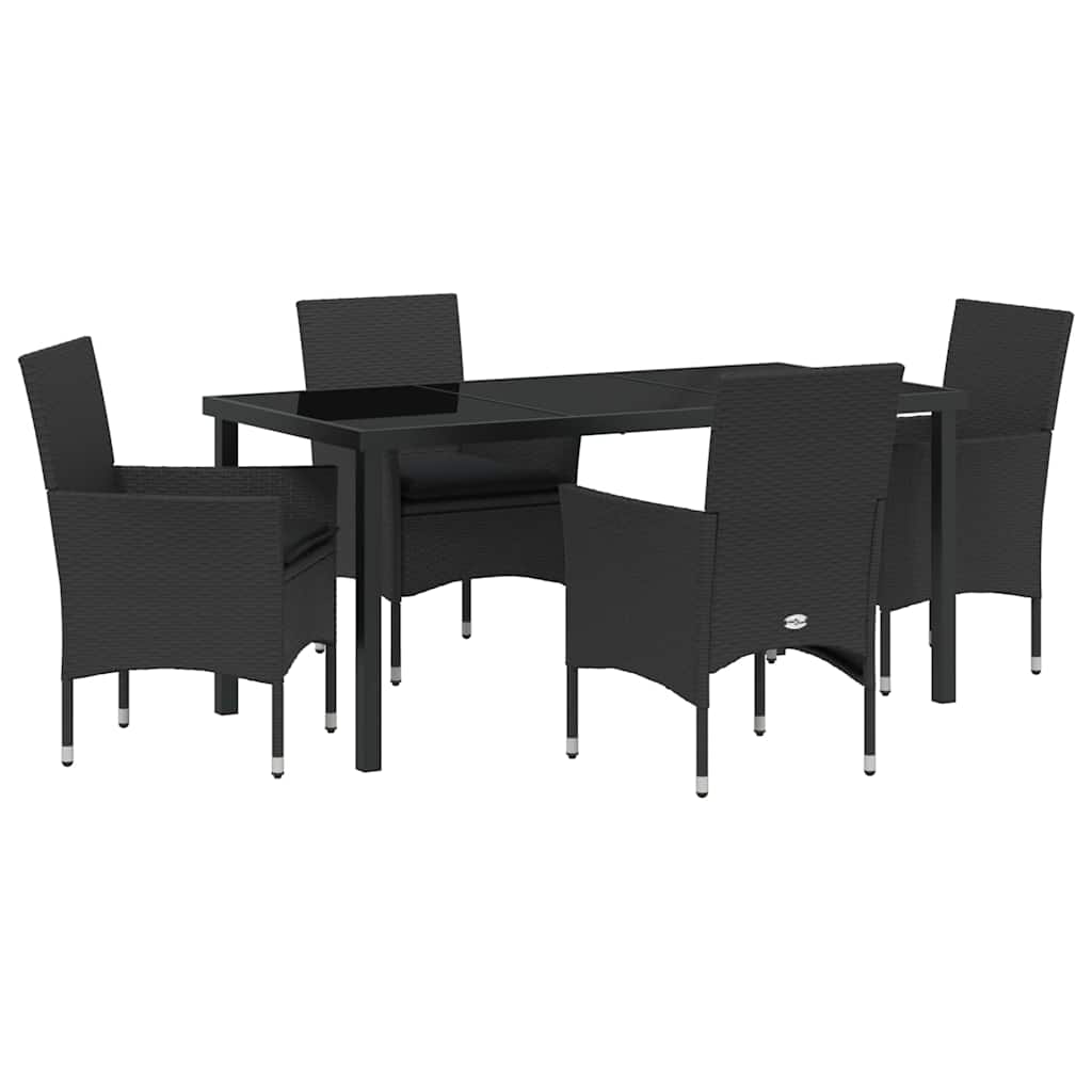 Σέτ φαγητού για κήπο με μαξιλάρι 5 pcs Μαύρο συνθετικό ρατάν - Pakobazaar