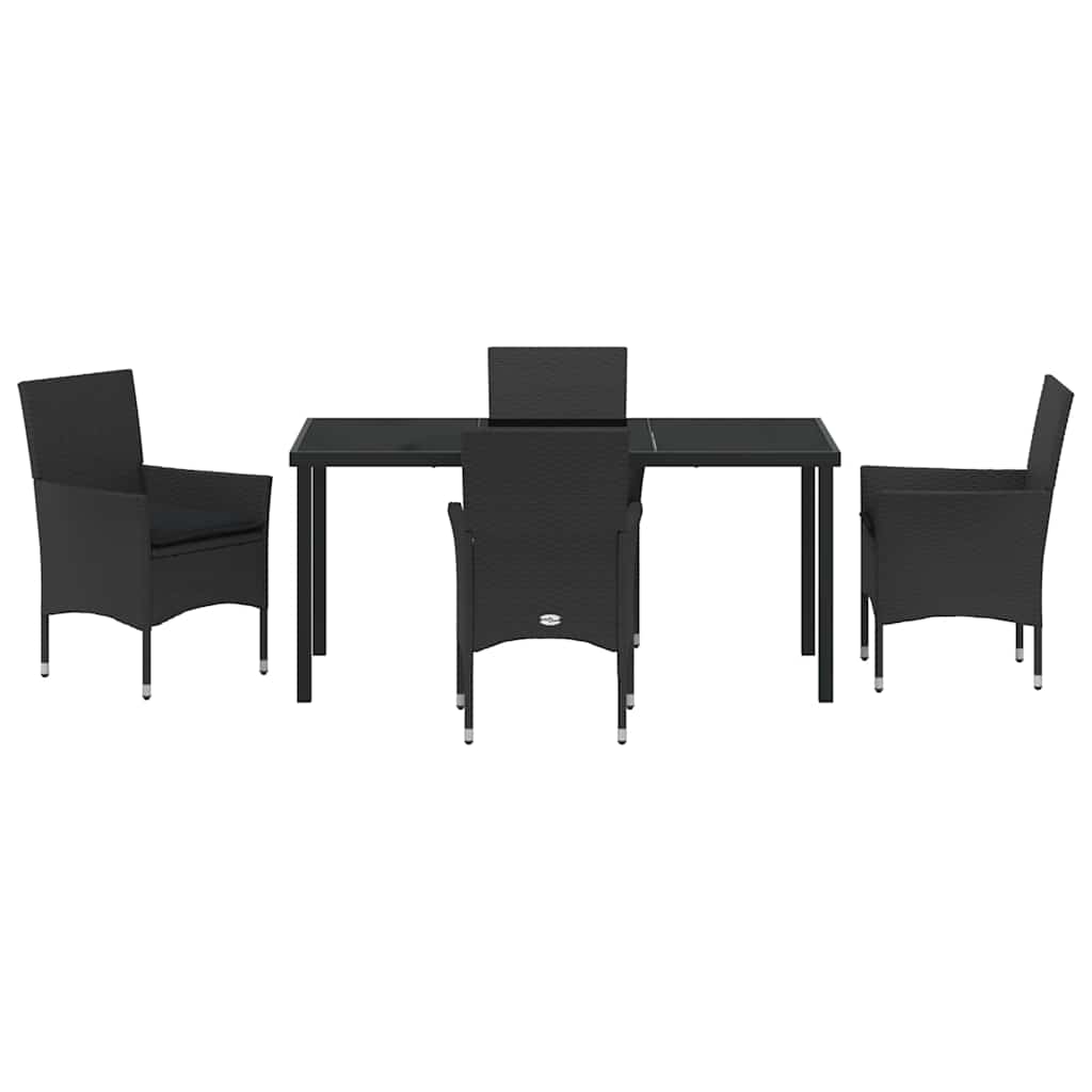 Σέτ φαγητού για κήπο με μαξιλάρι 5 pcs Μαύρο συνθετικό ρατάν - Pakobazaar
