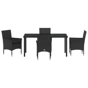 Σέτ φαγητού για κήπο με μαξιλάρι 5 pcs Μαύρο συνθετικό ρατάν - Pakobazaar