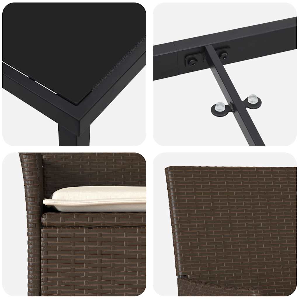 Σέτ φαγητού για κήπο με μαξιλάρι 7 pcs Καφέ συνθετικό ρατάν - Pakobazaar