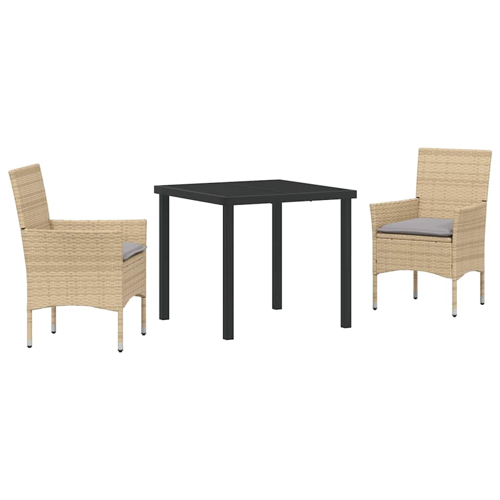 Σέτ φαγητού για κήπο με μαξιλάρι 3 pcs Μπεζ συνθετικό ρατάν - Pakobazaar