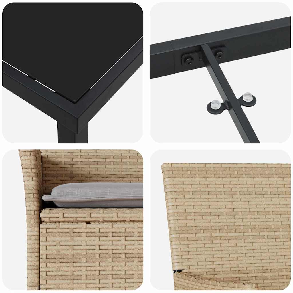 Σέτ φαγητού για κήπο με μαξιλάρι 7 pcs Μπεζ συνθετικό ρατάν - Pakobazaar