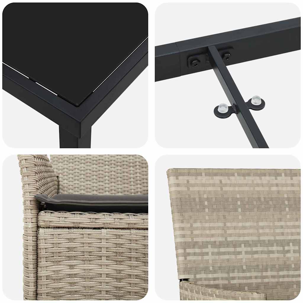 Σέτ φαγητού για κήπο 7 pcs Ανοιχτό γκρι συνθετικό ρατάν - Pakobazaar