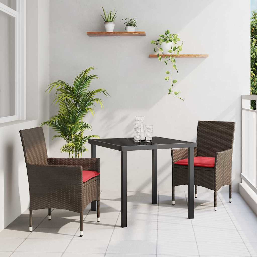 Σετ τραπεζιού και καρέκλας με μαξιλάρι 3 pcs Καφέ Ράτα PE - Pakobazaar