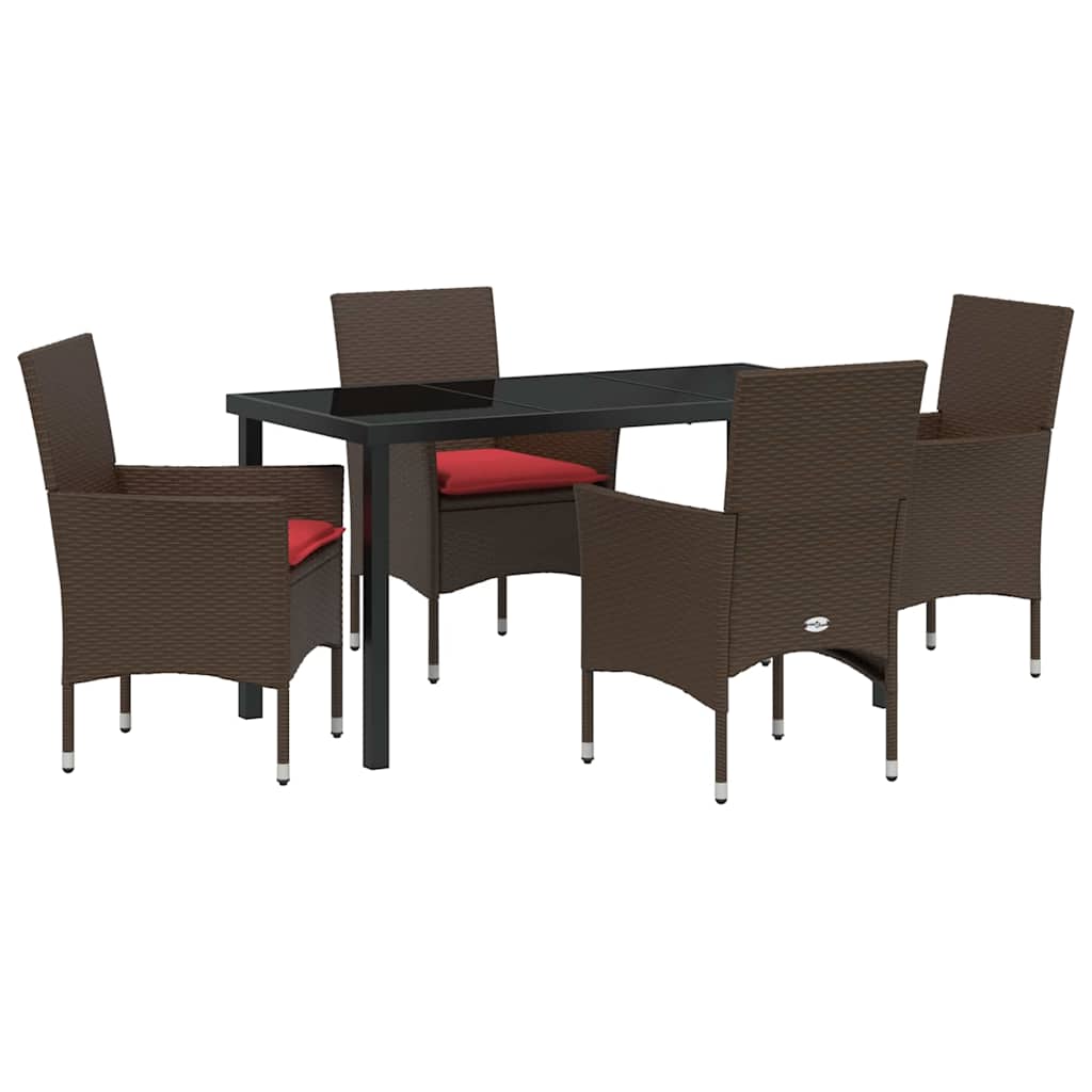 Σετ τραπεζιού και καρέκλας με μαξιλάρι 5 pcs Καφέ Ράτα PE - Pakobazaar