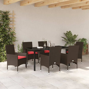 Σετ τραπεζιού και καρέκλας με μαξιλάρι 7 pcs Καφέ Ράτα PE - Pakobazaar