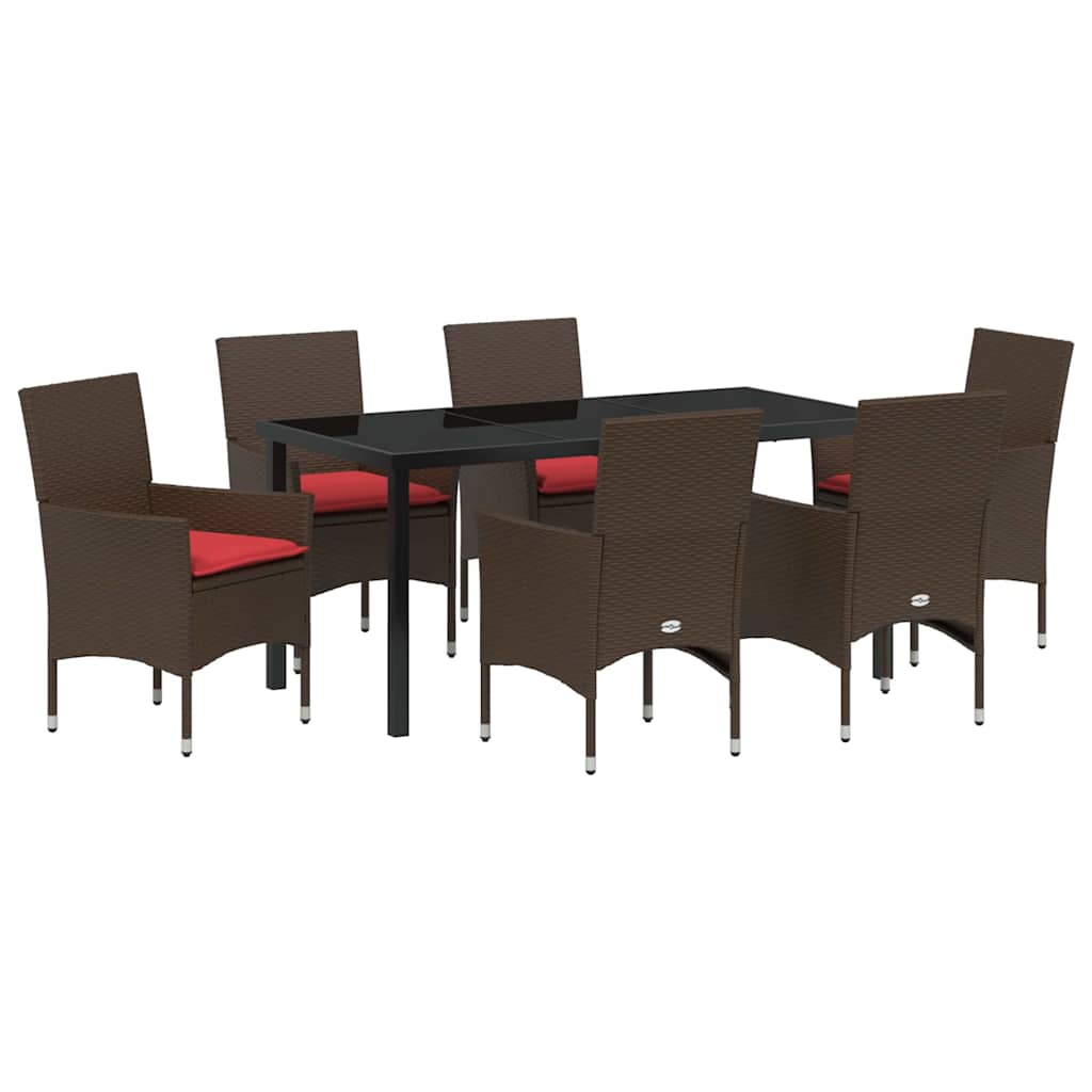 Σετ τραπεζιού και καρέκλας με μαξιλάρι 7 pcs Καφέ Ράτα PE - Pakobazaar