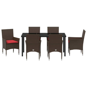 Σετ τραπεζιού και καρέκλας με μαξιλάρι 7 pcs Καφέ Ράτα PE - Pakobazaar