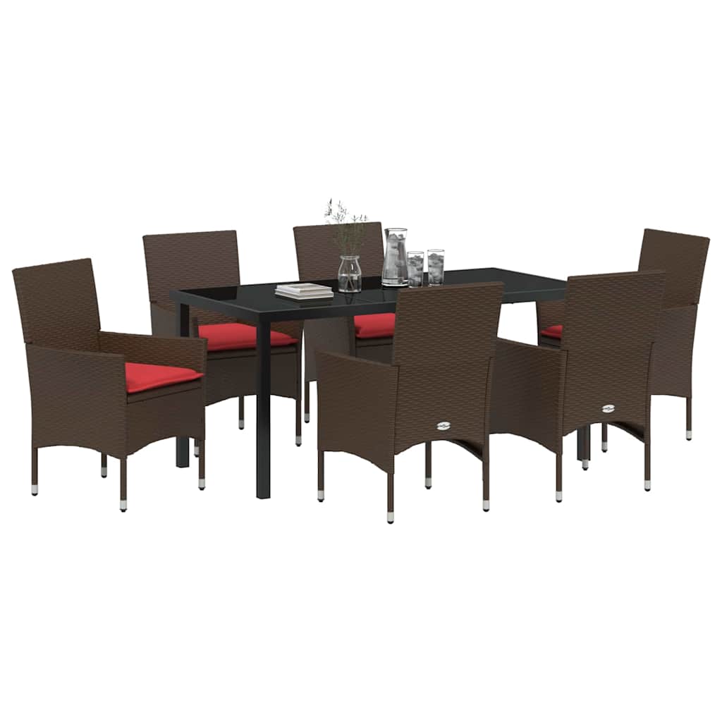 Σετ τραπεζιού και καρέκλας με μαξιλάρι 7 pcs Καφέ Ράτα PE - Pakobazaar