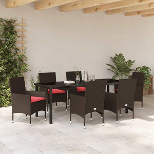 Σετ τραπεζιού και καρέκλας με μαξιλάρι 7 pcs Καφέ Ράτα PE - Pakobazaar