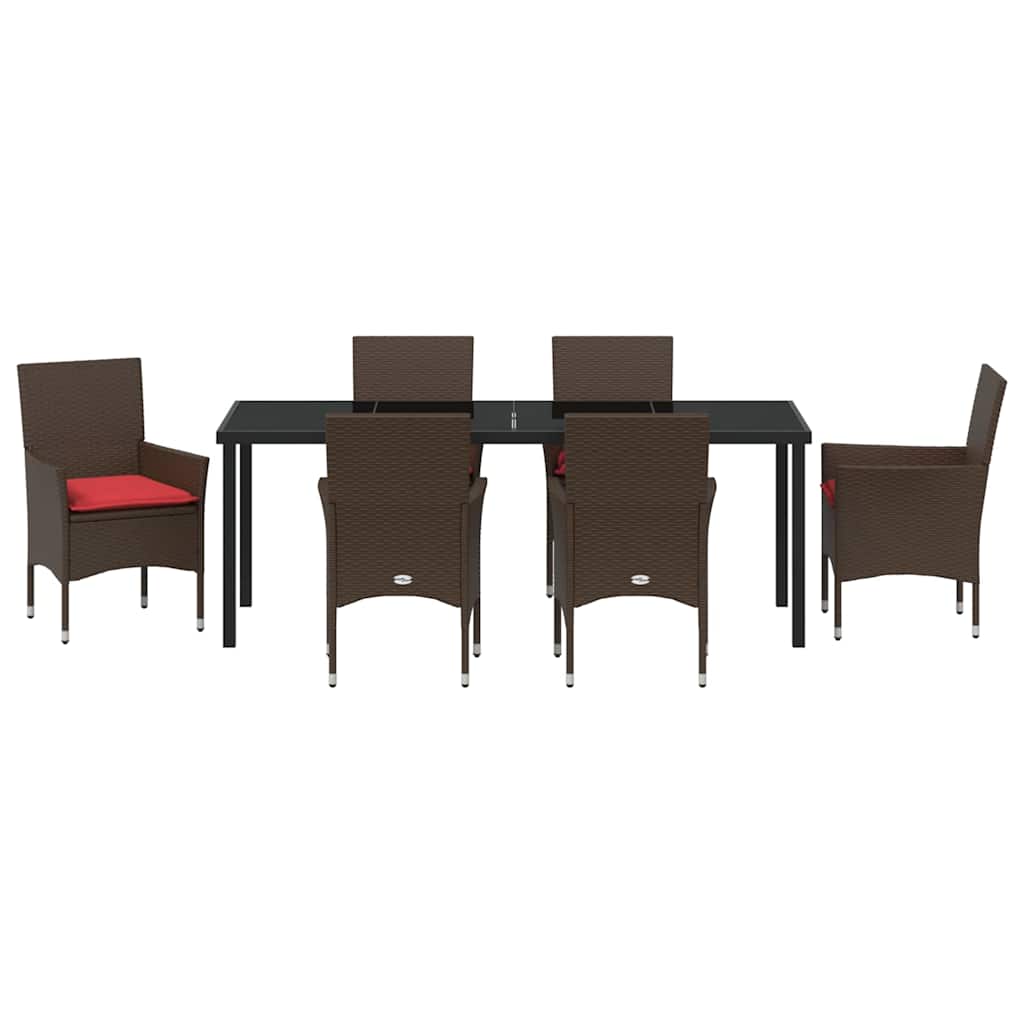 Σετ τραπεζιού και καρέκλας με μαξιλάρι 7 pcs Καφέ Ράτα PE - Pakobazaar