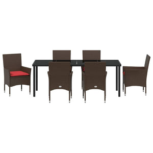 Σετ τραπεζιού και καρέκλας με μαξιλάρι 7 pcs Καφέ Ράτα PE - Pakobazaar
