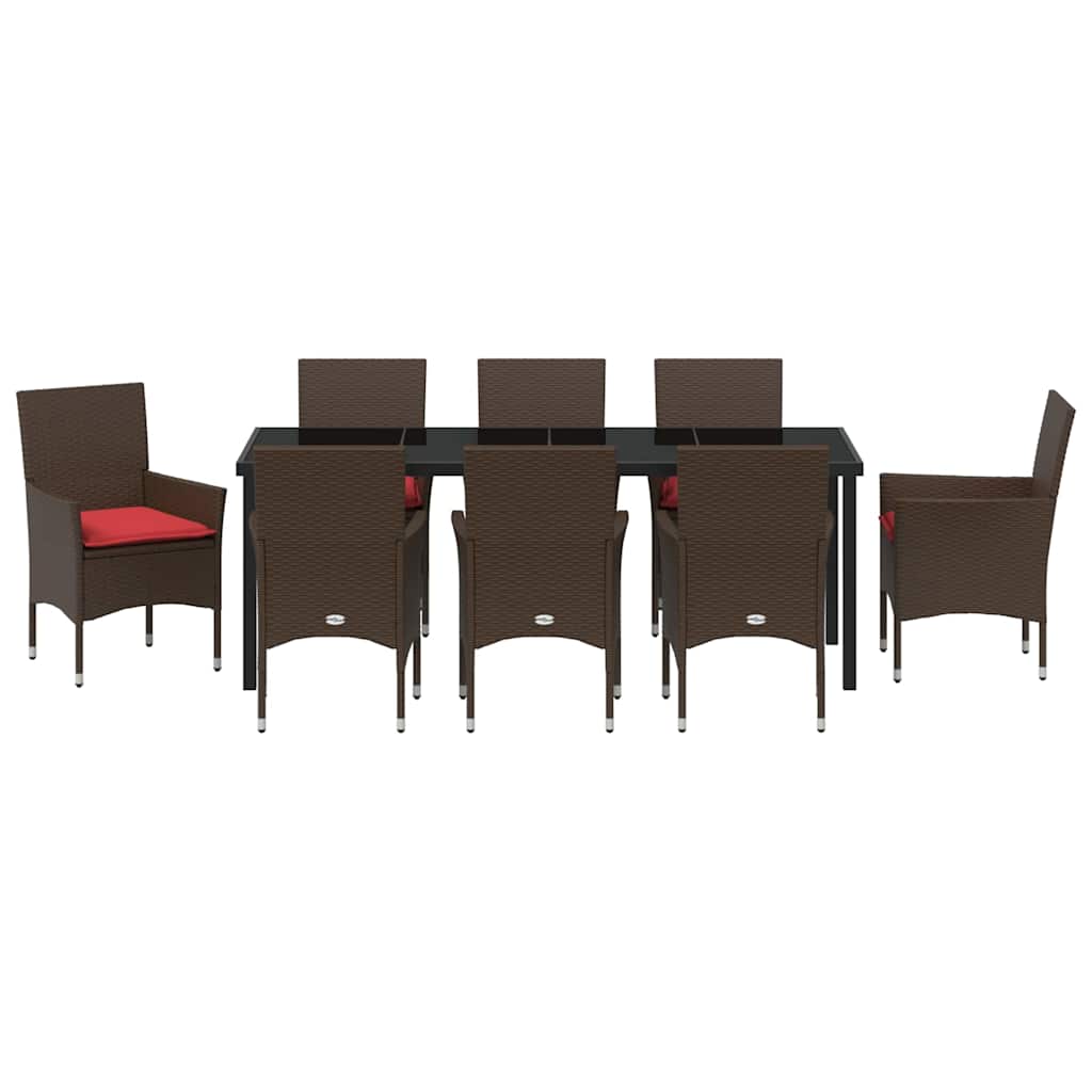 Σετ τραπεζιού και καρέκλας με μαξιλάρι 9 pcs Καφέ Ράτα PE - Pakobazaar