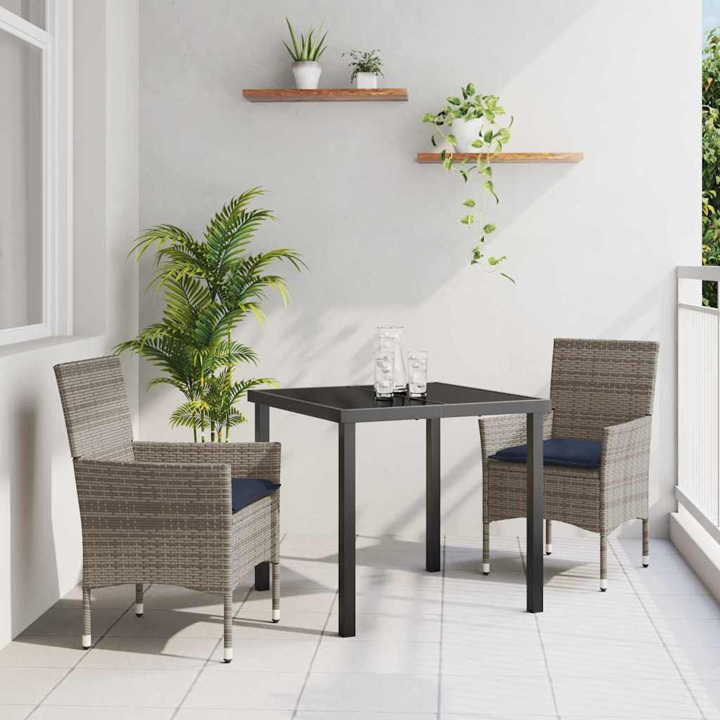 Σετ τραπεζιού και καρέκλας με μαξιλάρι 3 pcs Γκρι Ράτα PE - Pakobazaar