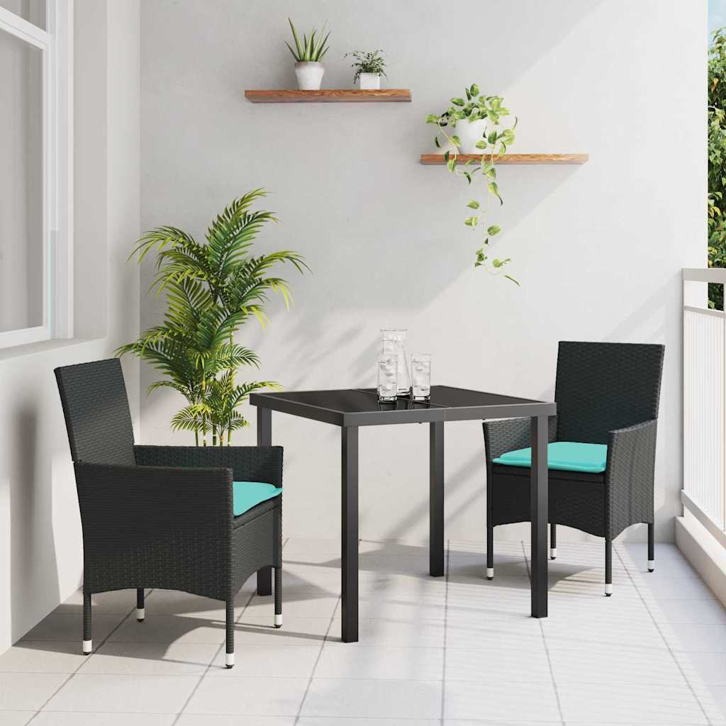 Σετ τραπεζιού και καρέκλας με μαξιλάρι 3 pcs Μαύρο Ράτα PE - Pakobazaar