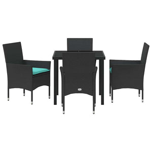 Σετ τραπεζιού και καρέκλας με μαξιλάρι 5 pcs Μαύρο Ράτα PE - Pakobazaar