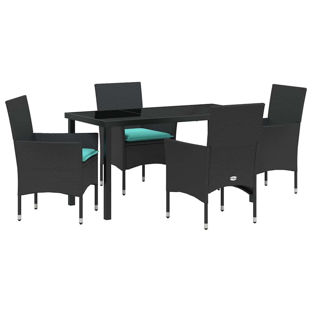 Σετ τραπεζιού και καρέκλας με μαξιλάρι 5 pcs Μαύρο Ράτα PE - Pakobazaar