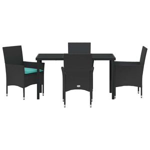 Σετ τραπεζιού και καρέκλας με μαξιλάρι 5 pcs Μαύρο Ράτα PE - Pakobazaar