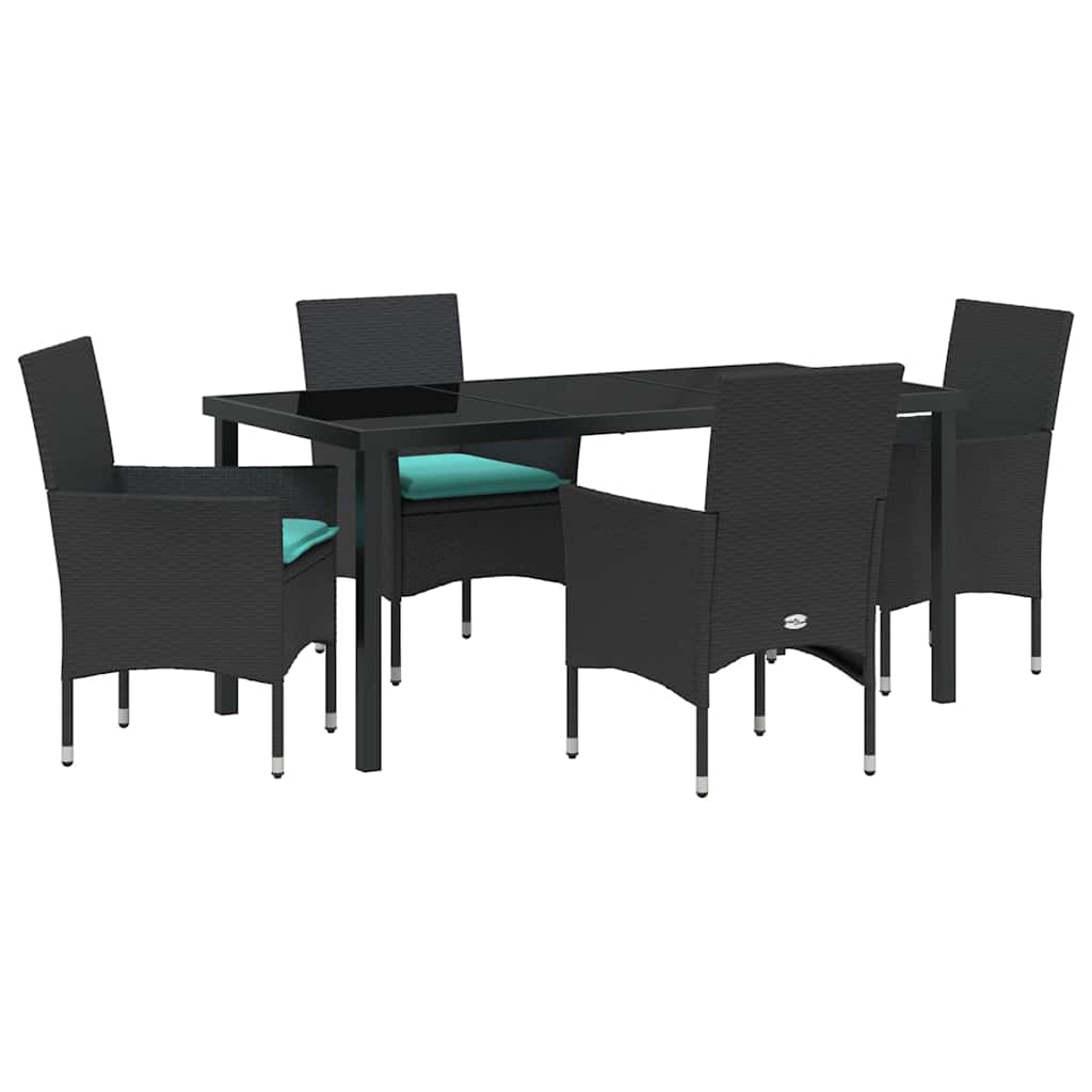 Σετ τραπεζιού και καρέκλας με μαξιλάρι 5 pcs Μαύρο Ράτα PE - Pakobazaar