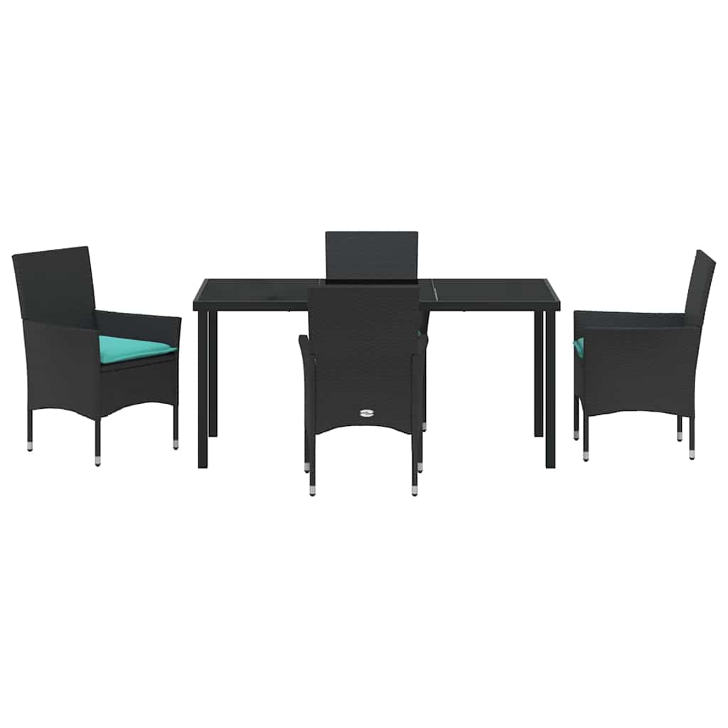 Σετ τραπεζιού και καρέκλας με μαξιλάρι 5 pcs Μαύρο Ράτα PE - Pakobazaar