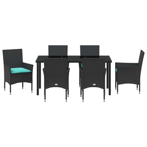 Σετ τραπεζιού και καρέκλας με μαξιλάρι 7 pcs Μαύρο Ράτα PE - Pakobazaar