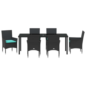 Σετ τραπεζιού και καρέκλας με μαξιλάρι 7 pcs Μαύρο Ράτα PE - Pakobazaar
